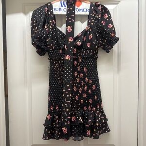 Like new - For Love and Lemons 🍋 black mini floral dress - size s